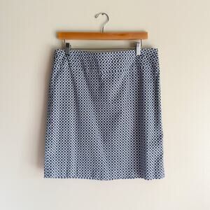 Donna Ricco Blue + White Circle Flower Mediterranean Print Mini Skirt - 14